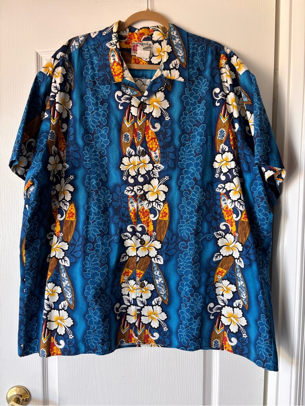 Vintage Hilo Hattie Hawaiian Shirt flowers surf board men’s 3XL